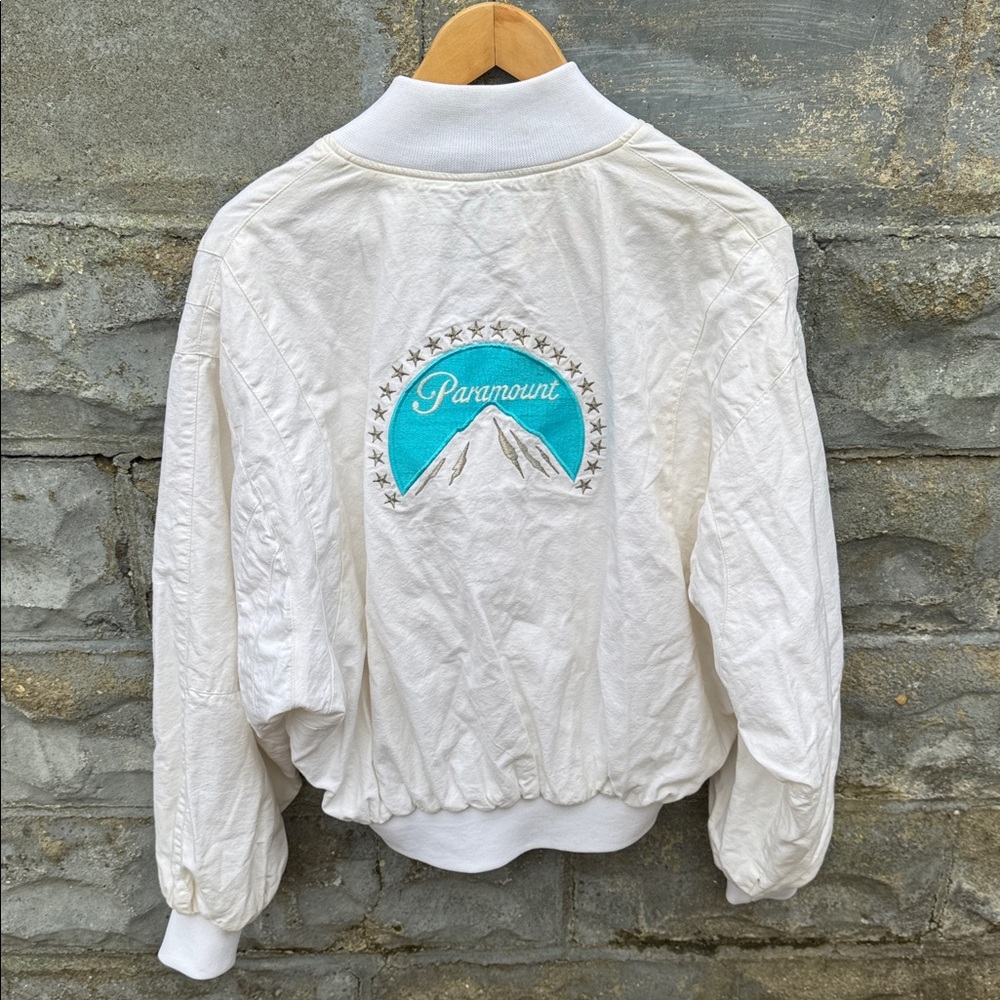 Vintage Paramount bomber jacket size xl 80s White Production Film Movies Studio